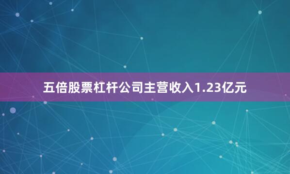 五倍股票杠杆公司主营收入1.23亿元